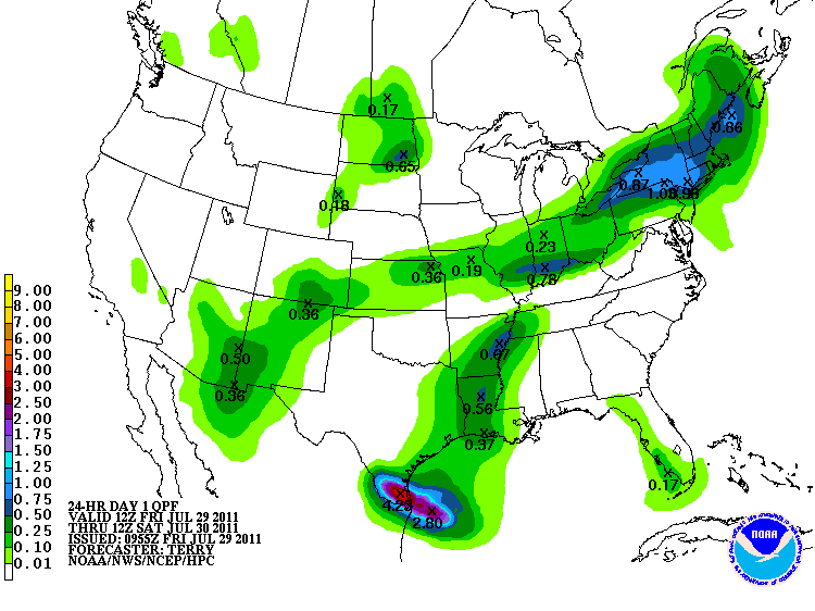 Active weather: Rainfall estimates for the United States.