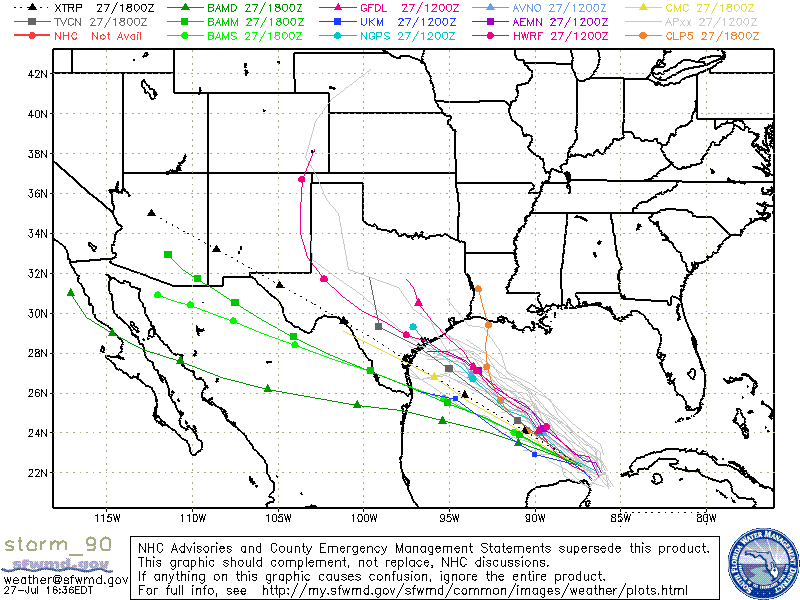 Possible tracks for Tropical Storm Don