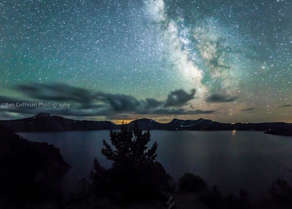 The Milky Way stretching over Oregon's Crater Lake