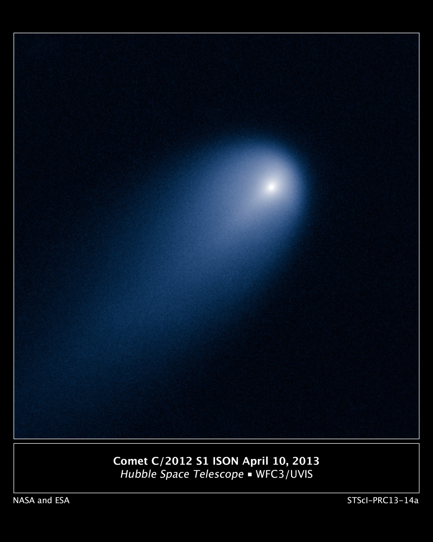 Comet C/ISON was imaged with the Hubble Space telescope on April 10 using the Wide Field Camera 3, when the comet was 394 million miles from Earth. View larger. Image via NASA, ESA, J.-Y. Li (Planetary Science Institute), and the Hubble Comet ISON Imaging Science Team