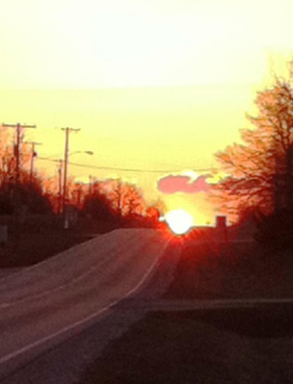 Equinox sunrise from EarthSky Facebook friend Blake E. Roderick in Pittsfield, Illinois.