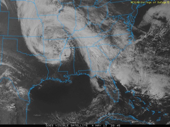Upper level low responsible for the chilly weather across the Southeast on May 4, 2013. Image Credit: NOAA