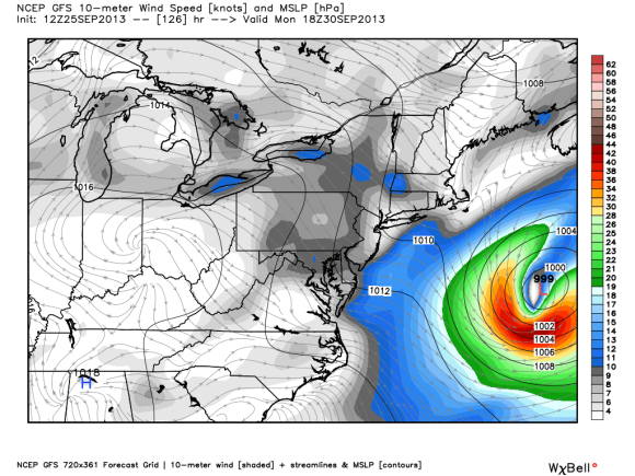 The GFS also shows a storm forming by early next week. However, it is also away from the U.S. coast. Image Credit: Weatherbell