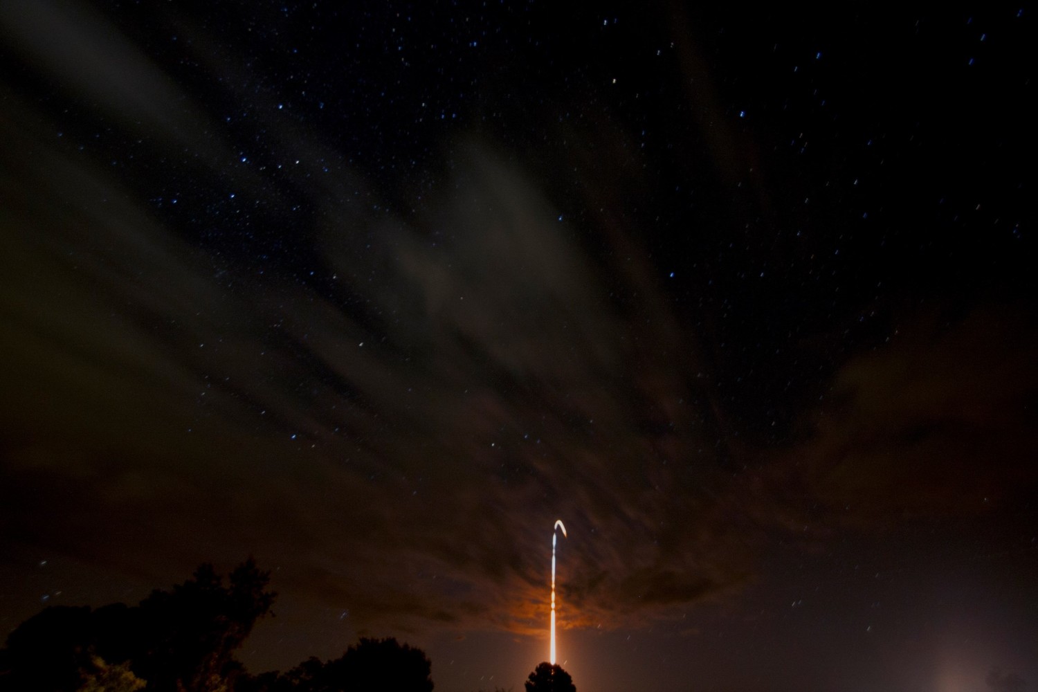 View larger. | LADEE launch as captured by Chad Thompson in Reedville, Virginia.