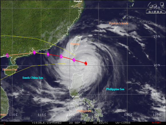 Track of Super Typhoon Usagi. Hong Kong should be getting ready for a strong storm. Image Credit: CIMSS