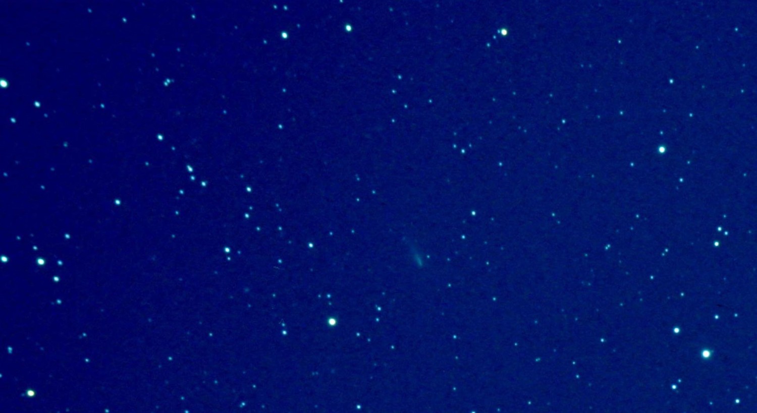 View larger. | Van Macatee captured about 100 frames at Comet ISON's location on the sky's dome, on September 14, 2013. Of those, he said, 10 showed the comet reasonably well. He then stacked the 10 good frames to compose this image.