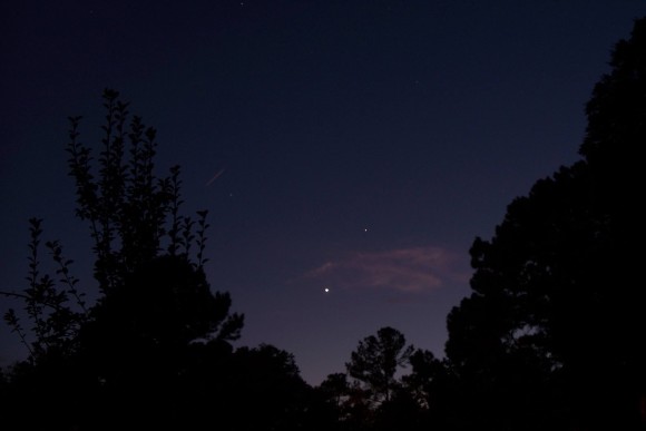 Venus and Saturn as captured on September 18 by our friend Patricia Smith Mims.  Thank you, Patricia!