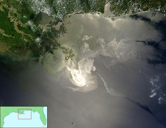 Deepwater Horizon oil spill - May 24, 2010. Image credit: NASA Earth Observatory