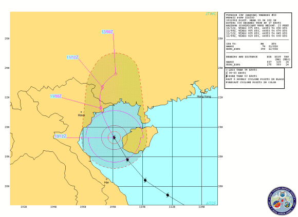 Potential track of Typhoon Haiyan on November 10, 2013. Image Credit: Joint Typhoon Warning Center