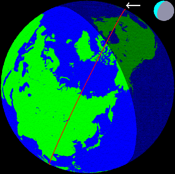This hemisphere of Earth will be facing into the stream of debris left behind by Comet LINEAR on the night of May 24, 2014. Skywatchers in southern Canada and the continental U.S. will be especially well positioned to see the meteors.  Image via meteor scientist Mikhail Maslov of Russia.  Visit Maslov's website on the new meteor shower here.