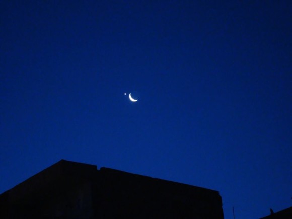 Ahmad Basha caught the moon and Venus on February 26 from Suez, Egypt.