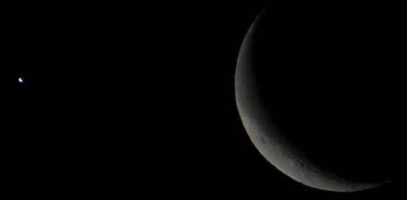 Gadi Eidelheit in Israel used a telescope to capture Venus and the moon on February 26.