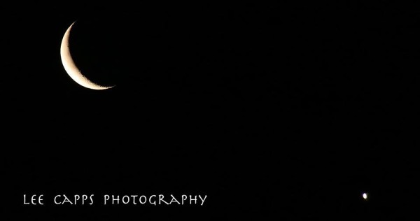 Lee Capps Photography in  North Carolina captured the moon and Venus on March 27.  More photos from Lee Capps.