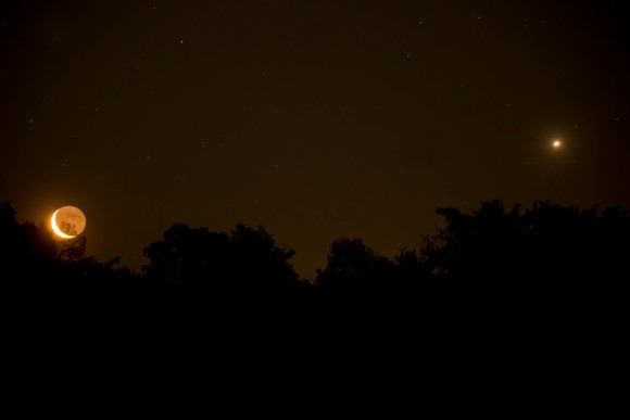 Ken Christison caught the moon and Venus on the morning of April 26.  Thank you, Ken.