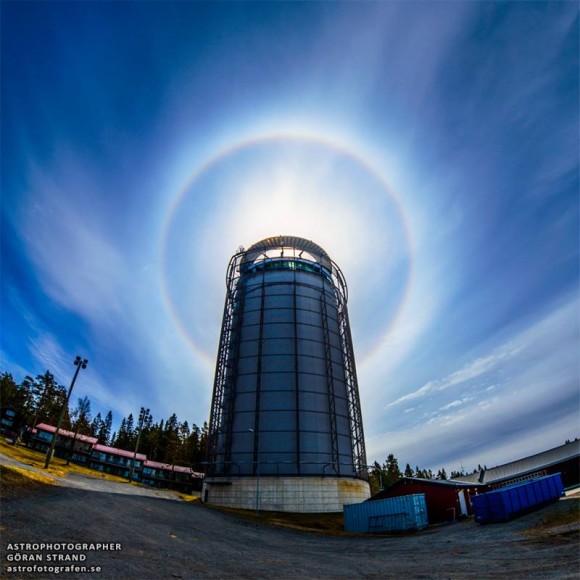 View larger. | Astrophotographer Göran Strand? capture this strong solar halo over Östersund, Sweden in May 2014.  Visit Fotograf Göran Strand? on Facebook.
