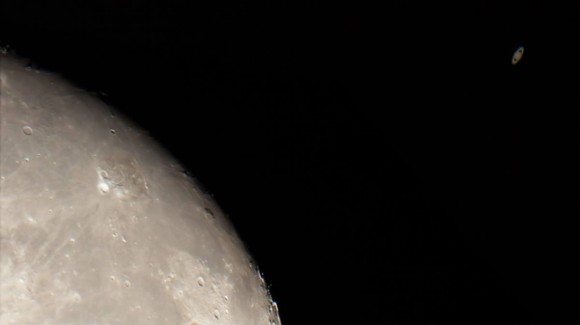 Moon (l) and Saturn shortly after an occultation of Saturn by the moon, on  June 11, 2014, in Western Australia.   Photo by Colin Legg Photography.   See more photos by Colin Legg on his Facebook page.