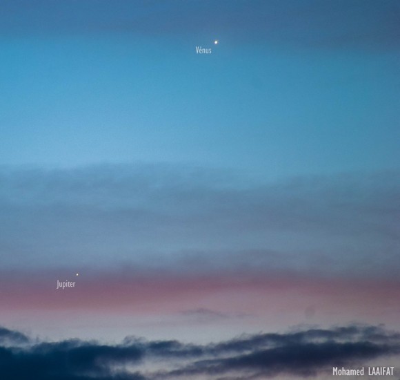 EarthSky Facebook friend Mohamed Laaifat Photographies in Normandy, France captured this photo of Venus and Jupiter on August 16, 2014.  Thank you, Mohamed.