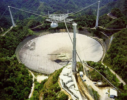 Arecibo Observatory in Puerto Rico, via Wikimedia Commons.