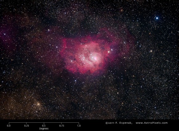 M8, the Lagoon Nebula, via Fred Espenak's Messier gallery.