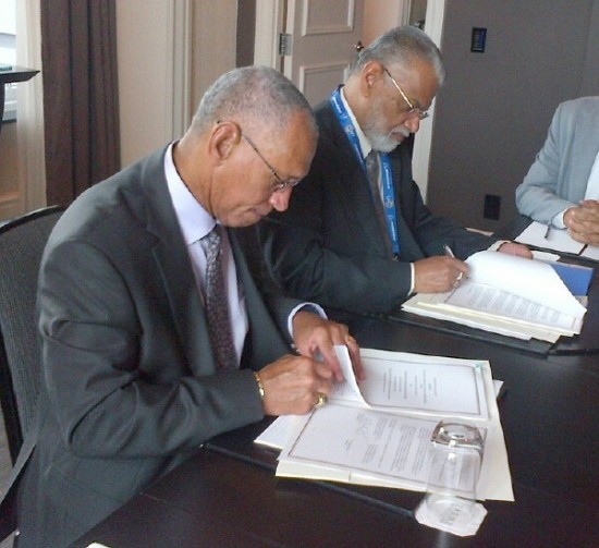 NASA Administrator Charles Bolden (l) and K. Radhakrishnan, chairman of the Indian Space Research Organisation (ISRO), signed agreements this week for increased cooperation between the U.S. and India's space agencies.