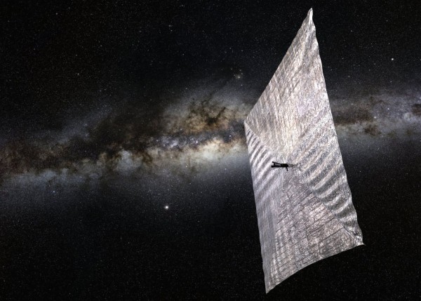 Artist’s illustration of Planetary Society’s LightSail, set against the backdrop of the Milky Way.