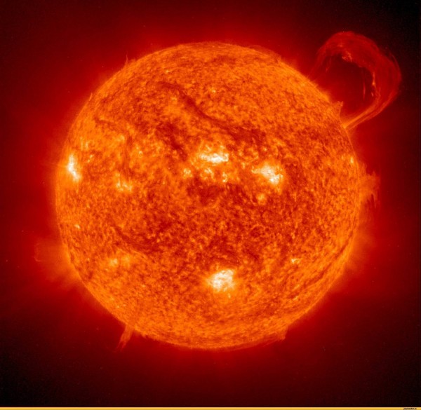 This is our sun.  It spins on its axis once in about 25 days.  Image via NASA