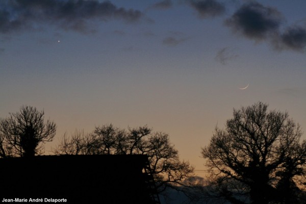 January 21 moon and Venus by Jean Marie André Delaporte in Normandy, France.  