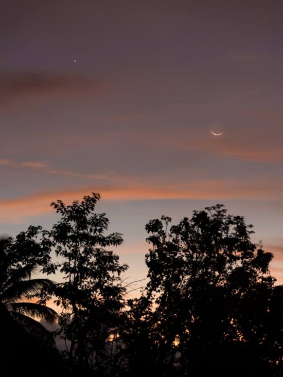 A view of the moon and Venus on January 21 from Adam Stinton in the West Indies.