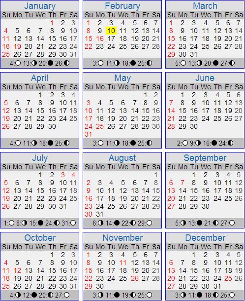 Calendar for 2015, courtesy of timeanddate.com