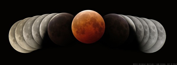 October 8, 2014 lunar eclipse composite by Michele Whitlow.