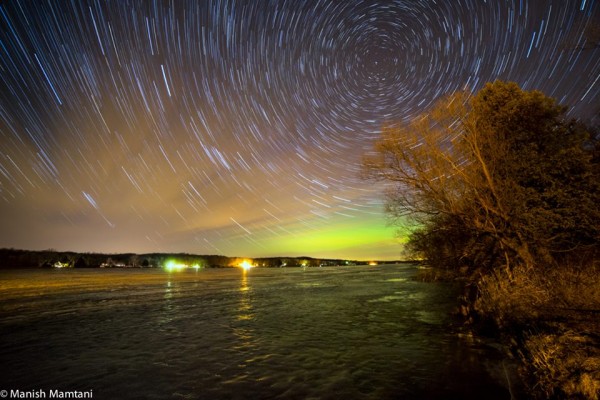 Manish Mamtani Photography at Long Lake Recreation Area in Wisconsin posted this wonderful shot of the March 17 aurora.  He wrote, 