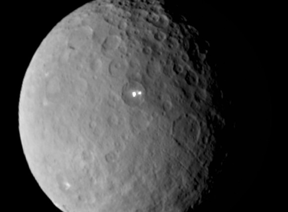 What is the bright spot of Ceres? Not long till we find out. Image credit: NASA