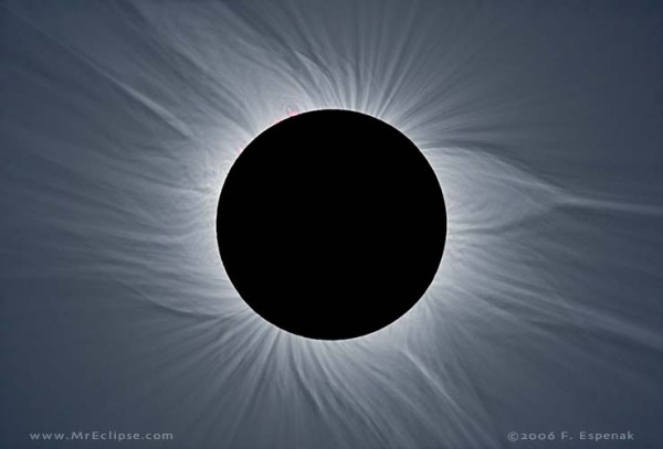 Composite image of a 2006 solar eclipse by Fred Espenak.  Read his article on the August 21, 2017 total solar eclipse, first one visible from contiguous North America since 1979.