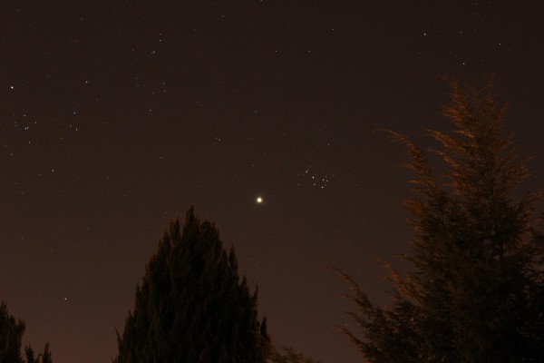 Venus and the Pleiades on April 11, 2015 from Kurt Zeppetello in Hershey, Pennsylvania.