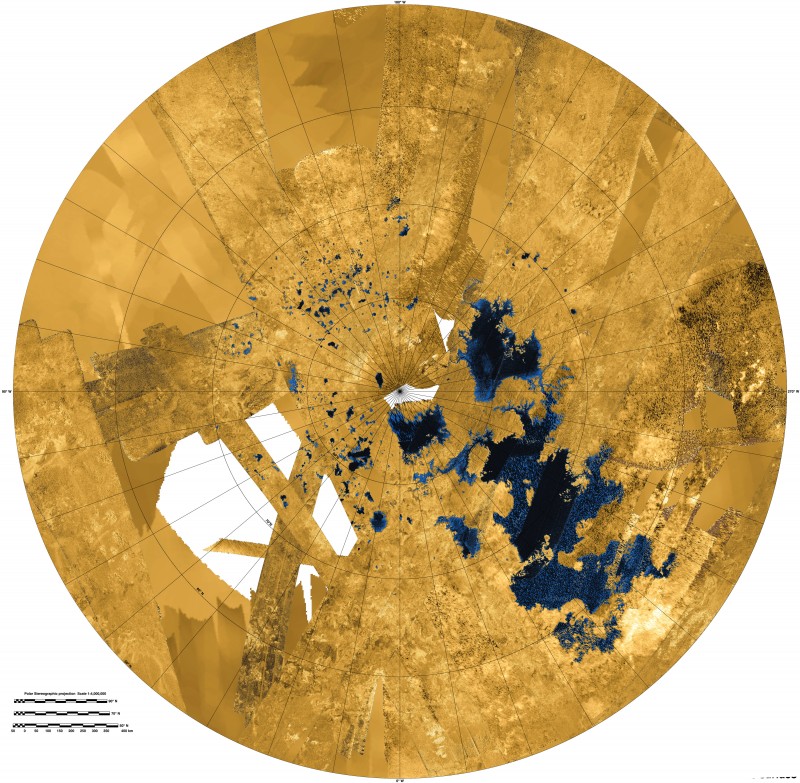 The Lakes of Titan. Image via NASA/JPL-Caltech/ASI/USGS