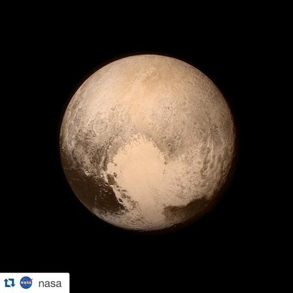 View larger. | Best image of Pluto so far - released today (July 14) - from the New Horizons tam.