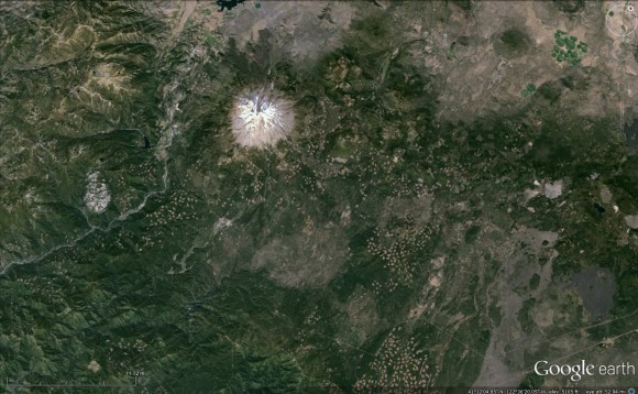 Location of Shasta Pack in Siskiyou County, California. Image credit: Google Earth