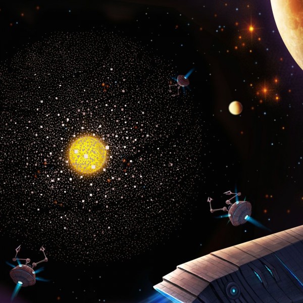 View larger. | Artist's concept of the activities of a Kardashev Type III civilization.  Such a civilization would encapsulate the energy of stars by so-called Dyson spheres or swarms. The resulting waste heat products such a galactic scale enterprise would produce, should be detectable by today's telescopes, according to ASTRON. Image via Danielle Futselaar / ASTRON