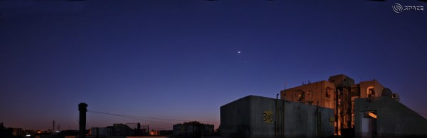 View larger. | Venus and moon on September 10, 2015 by CB Devgun in India.