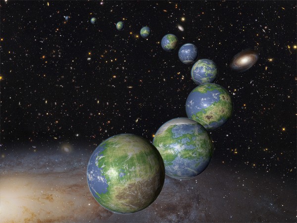 This is an artist's impression of innumerable Earth-like planets that have yet to be born over the next trillion years in the evolving universe. Image credit: NASA, ESA, and G. Bacon (STScI)