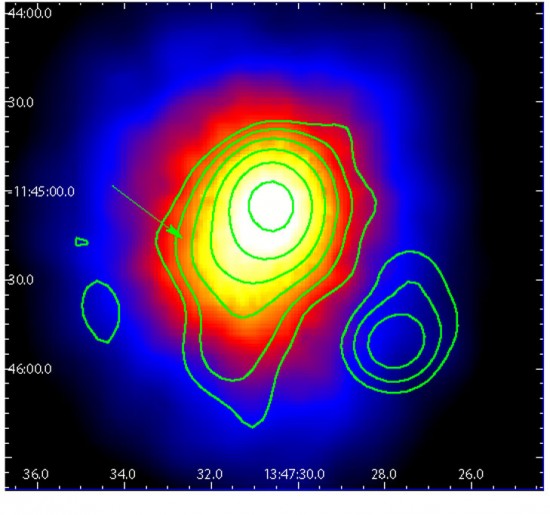 This is a traditional radio image of a galactic halo, in this case, of the mini-halo in the Perseus galaxy cluster.  Read more about this image.