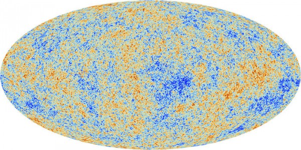 View larger. | ESA's Planck space observatory released the highest resolution map yet of the cosmic microwave background’ – CMB – in 2013.  It shows tiny temperature fluctuations that correspond to regions of slightly different densities at very early times, representing the seeds of all future structure: the stars and galaxies of today.  Map via ESA.