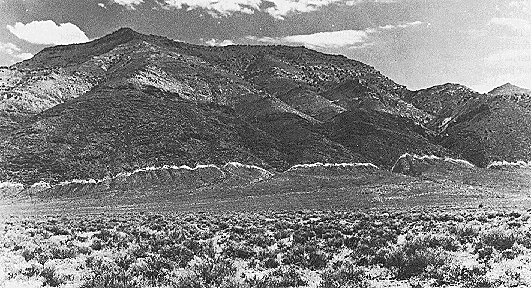 The 1915 Pleasant Valley, Nev., earthquake of October 15, 1915, created a series of spectacular normal-fault scarps in the central Nevada seismic zone of the Basin and Range province.  Image via johnmartin.com 