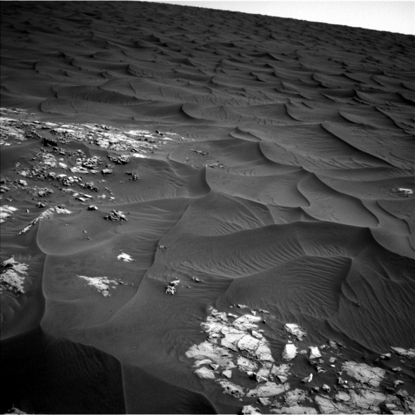 Image returned by Mars Science Laboratory Curiosity. Sol 1,174: Wednesday November 25, 2015.  The images on this page are from the rover's wide-angle NavCams (Navigational Cameras), which shoot in black-and-white. 