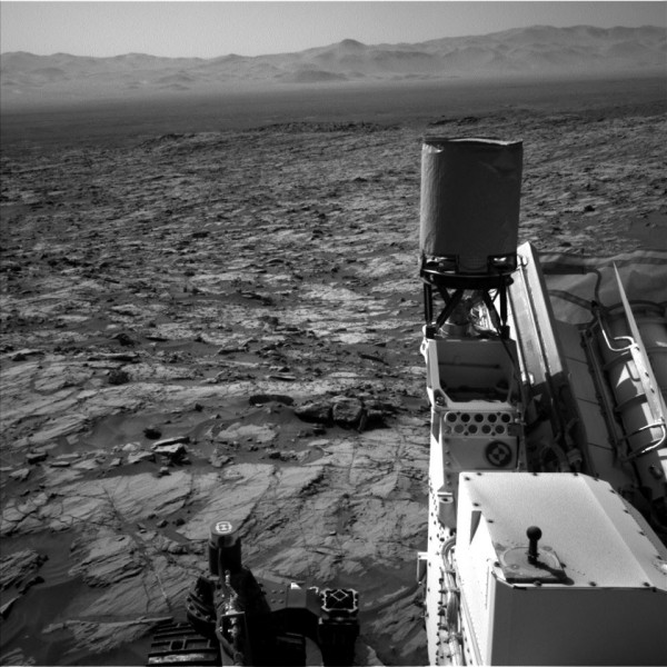 Image returned by Mars Science Laboratory Curiosity. Sol 1,174: Wednesday November 25, 2015.  The images on this page are from the rover's wide-angle NavCams (Navigational Cameras), which shoot in black-and-white. 