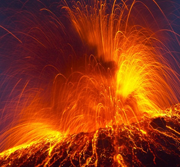 A supervolcano is classed as more than 500 cubic kilometers of erupted magma volume.