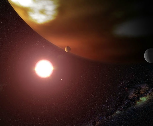 Artist's impression of the newly-named planet Thestias around its star Pollux. Credit: NASA/ESA and G. Bacon (STScI).