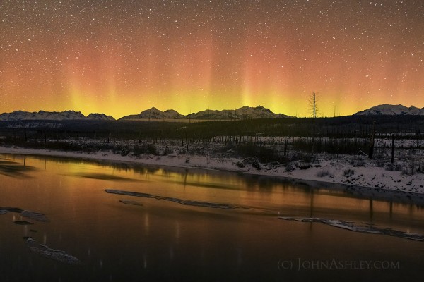 Aurora over Glacier National Park, Montana, by John Ashley. January 3, 2016.