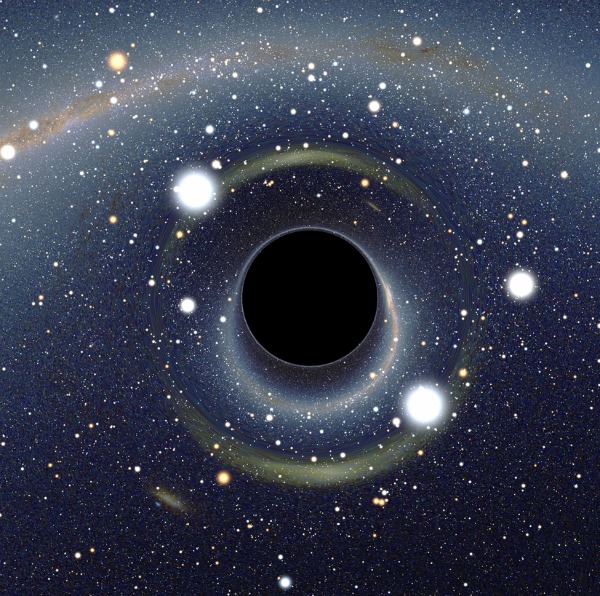 Physicists have argued strenuously that it was not possible that all quantum information could remain hidden within the black hole when it shrunk to minute sizes. Simulated view of a black hole in front of the Large Magellanic Cloud. Image credit: Alain r/Wikimedia Commons