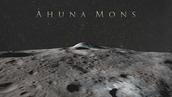 Ahuna Mons on Ceres, a mountain about 4 miles (6 kilometres) tall, in a simulated view using NASA’s Dawn spacecraft images. Image credit: NASA/JPL-Caltech/UCLA/MPS/DLR/IDA. 